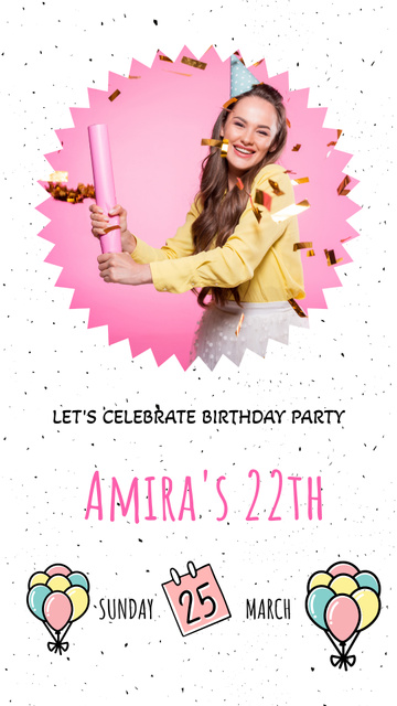 Template di design Birthday Party Ad with Happy Girl Instagram Story