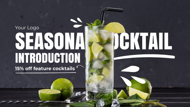 Offer Discounts on New Seasonal Cocktail Youtube Thumbnail Design Template