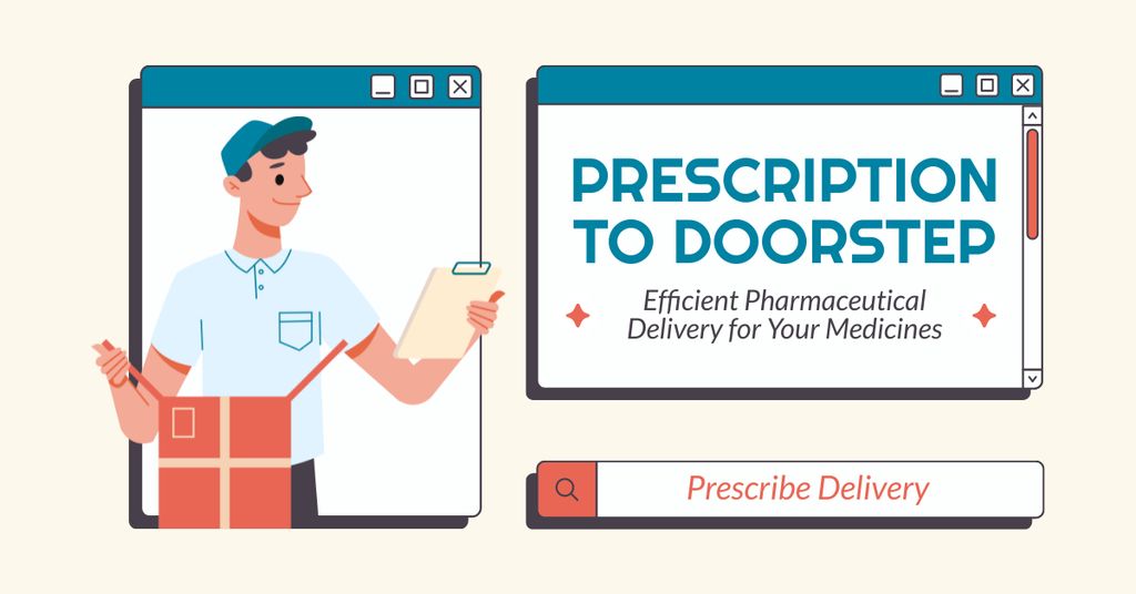 Courier Services for Medicines Delivery Facebook AD tervezősablon