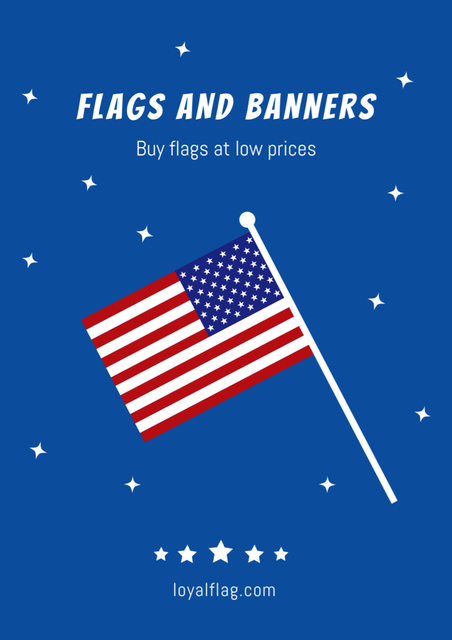 Flags and Banners to USA Independence Day Poster A3 – шаблон для дизайну