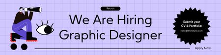 Template di design annuncio del posto vacante di graphic designer LinkedIn Cover