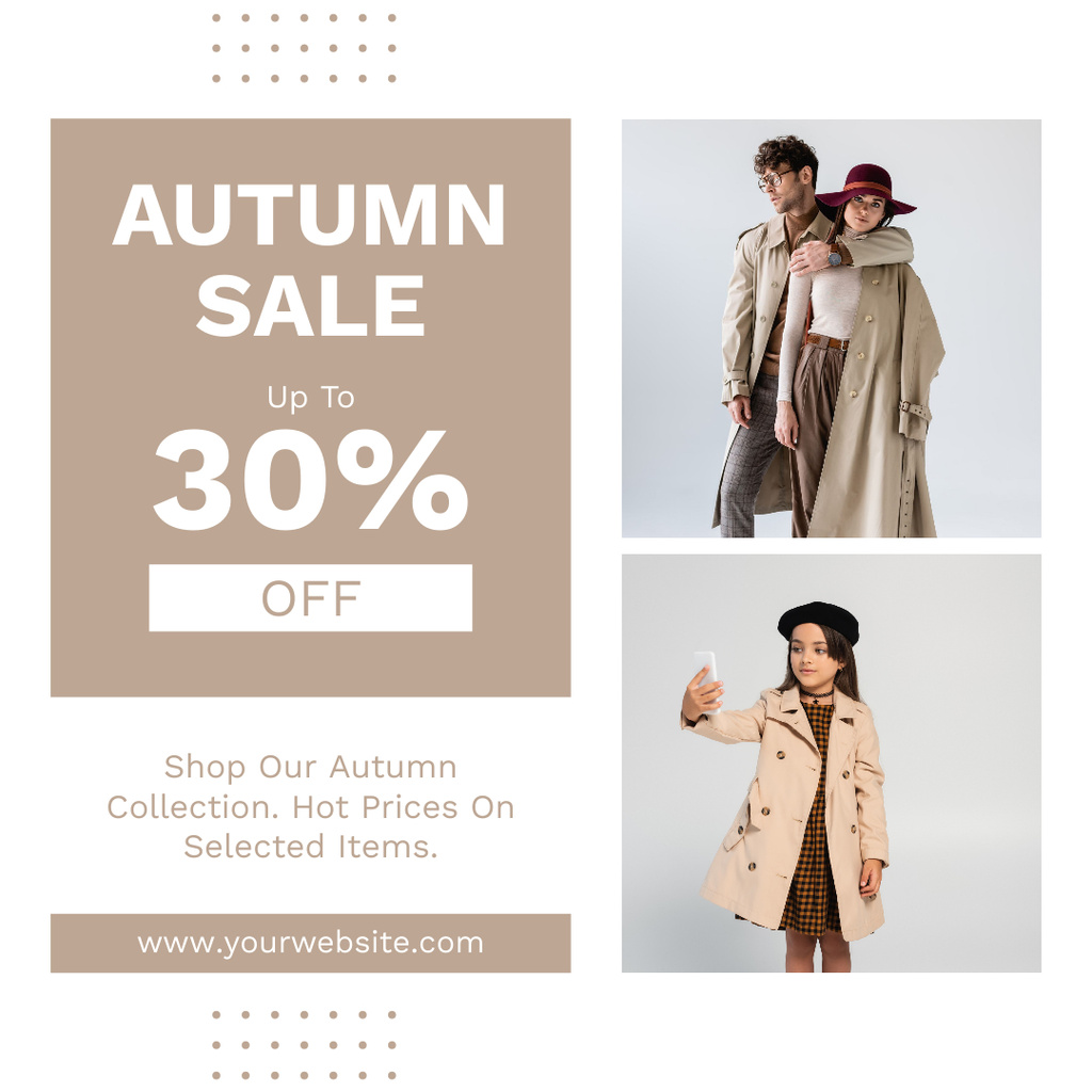Template di design Discount on Autumn Collection with Stylish Family Instagram