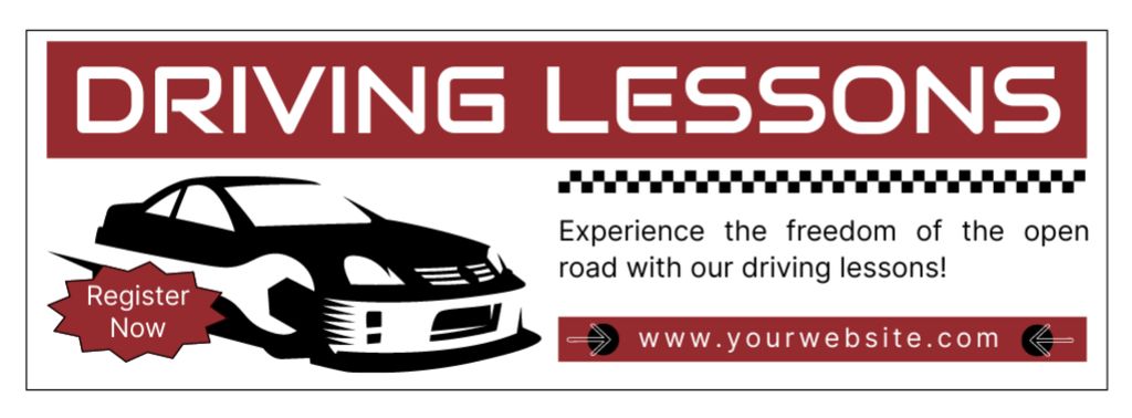 Designvorlage Experienced Driving School Offer Lessons With Registration für Facebook cover
