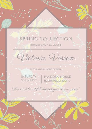 Fashion Spring collection ad with flowers Flayer Design Template