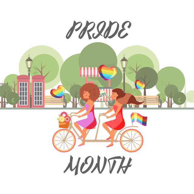 Modèle de visuel Pride Month with Women on Bicycle - Instagram