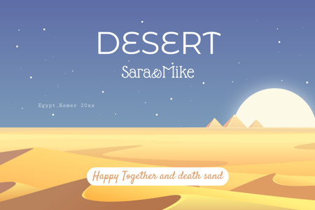 Ontwerpsjabloon van Postcard 4x6in van Woestijn Illustratie Met Zand En Piramides