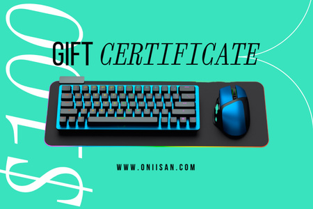 Designvorlage Angebot für Gaming-Ausrüstung für Gift Certificate