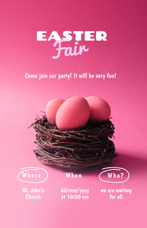 Platilla de diseño Elegant Holiday Easter Fair Announcement With Eggs In Nest Invitation 5.5x8.5in