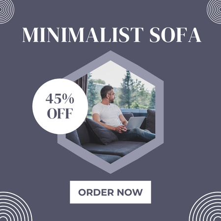 Modèle de visuel Furniture Discount Offer with Man on Stylish Sofa - Instagram