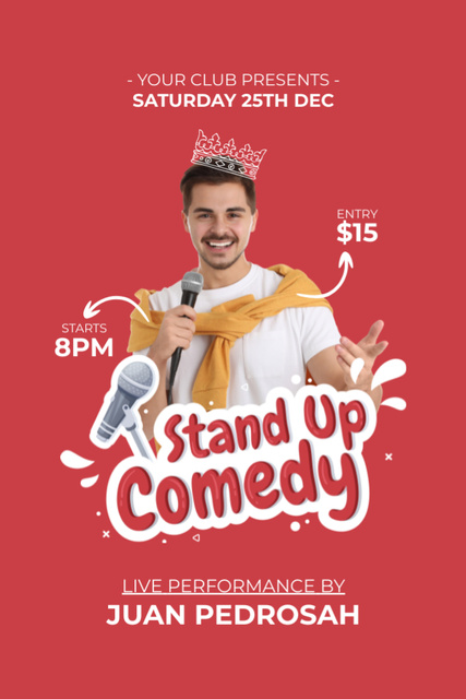 Standup Announcement with Showman on Red Tumblr Modelo de Design