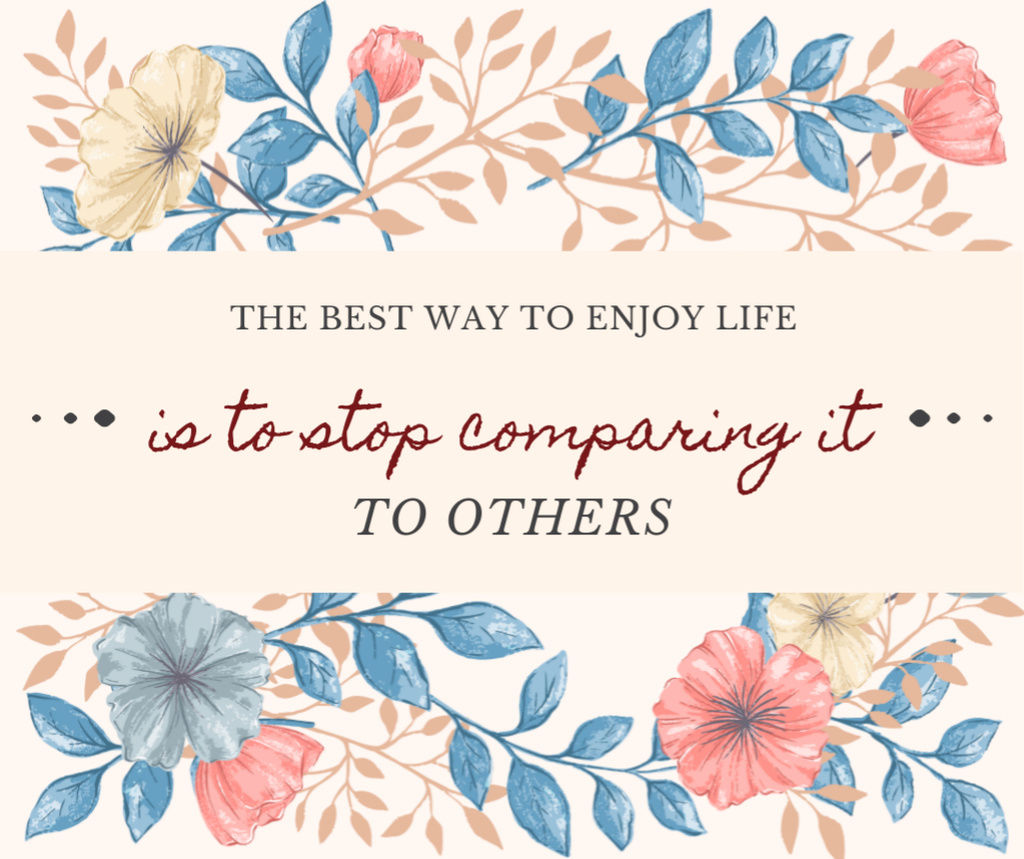 Motivational quote on Blooming Flowers frame Facebook Design Template