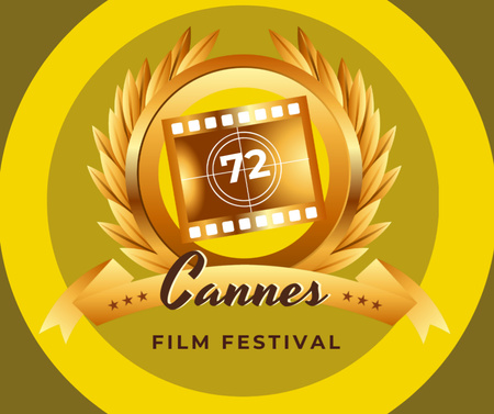 Plantilla de diseño de Festival de Cine de Cannes marco dorado Facebook 