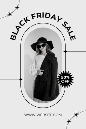 Ontwerpsjabloon van Pinterest van Black Friday-uitverkoop van elegante herfstkleding