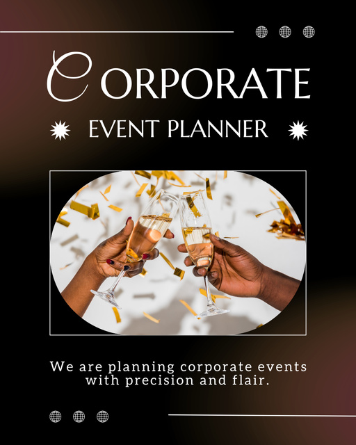 Plantilla de diseño de Planning Corporate Events with Alcoholic Drinks Instagram Post Vertical 