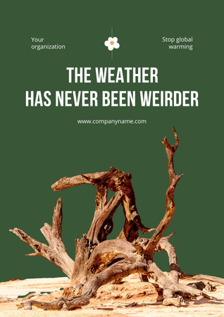 Global Warming Awareness with Drying Land Poster Tasarım Şablonu