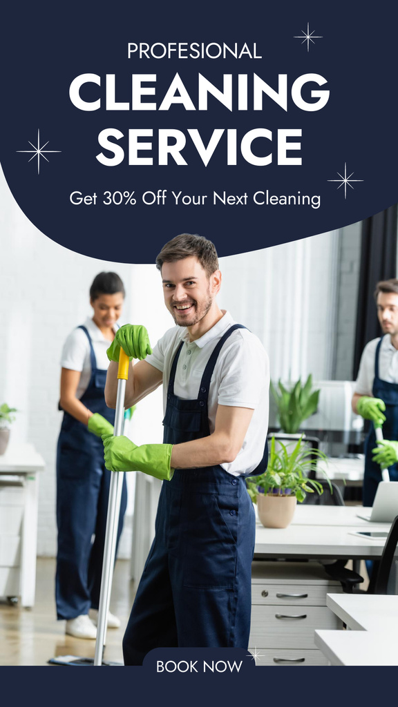 Modèle de visuel Cleaning Services Offer With Discount On Next Cleaning - Instagram Story