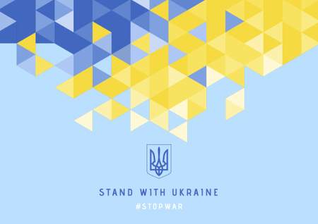 Ukrainian National Flag and Emblem of Ukraine Poster B2 Horizontal Design Template