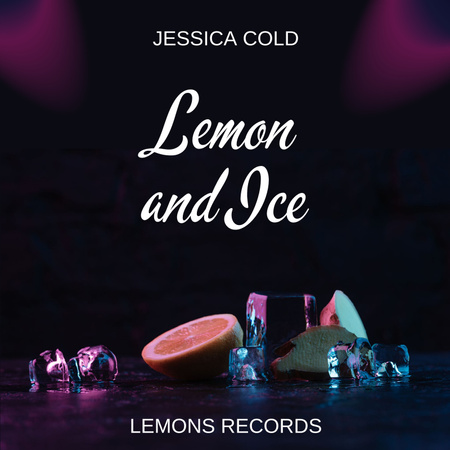Ontwerpsjabloon van Album Cover van IJs met fruit in blauw licht