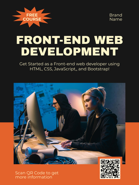 Front-End Web Development Course Ad Poster USデザインテンプレート