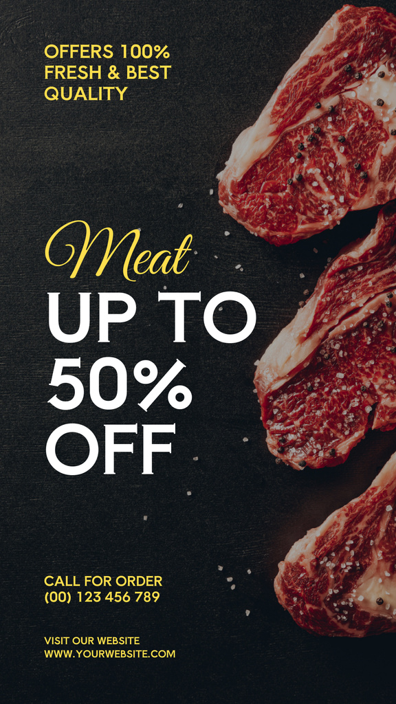 Discount For Fresh And Raw Meat Instagram Story – шаблон для дизайну