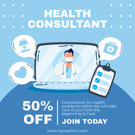 Services of Health Consultant Animated Post Design Template
