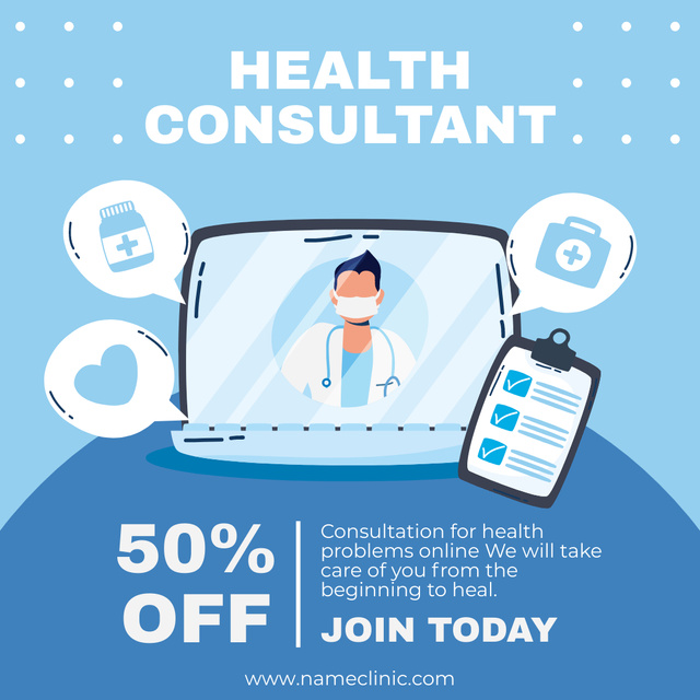 Services of Health Consultant Animated Post Πρότυπο σχεδίασης