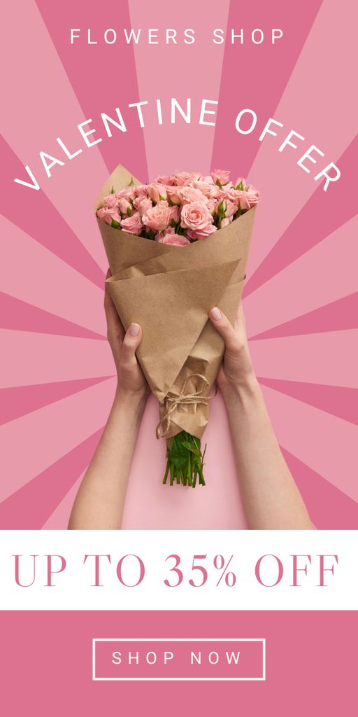 Offer Discounts on Bouquets for Valentine's Day Graphic Šablona návrhu