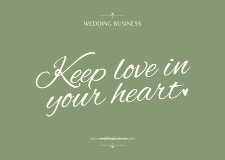 Ontwerpsjabloon van Postcard 5x7in van Romantic Wedding Quote on Green