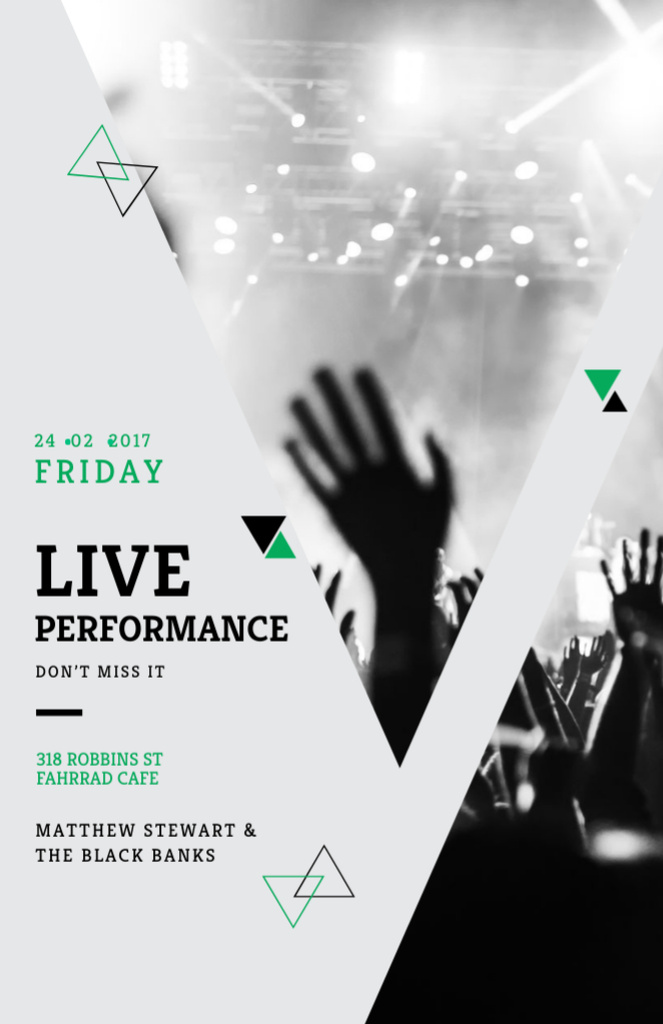 Live Performance Announcement with Audience Invitation 5.5x8.5in tervezősablon