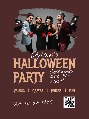 People on Halloween's Party Poster US Design Template