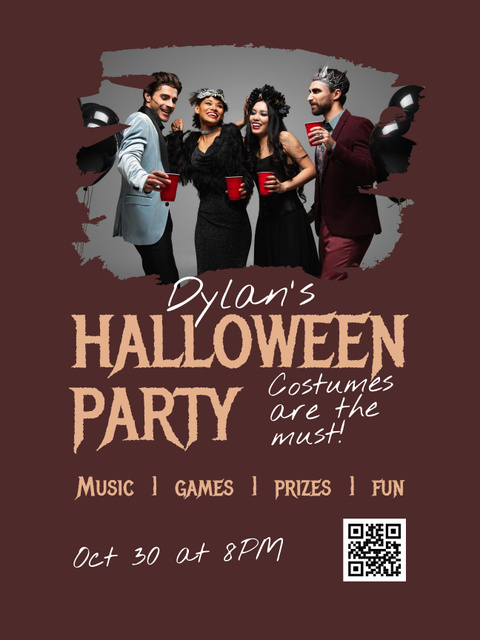 People on Halloween's Party Poster USデザインテンプレート