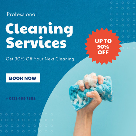 Nagy kedvezmény a takarítási szolgáltatásokra Instagram AD tervezősablon