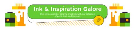 Designvorlage Sonderrabatt auf farbenfrohes Briefpapier für Ebay Store Billboard