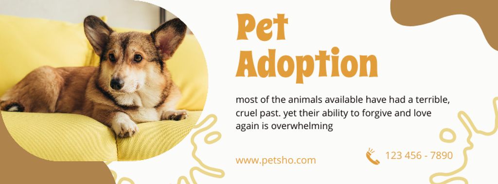 Pet Adoption Corgi Facebook cover Modelo de Design