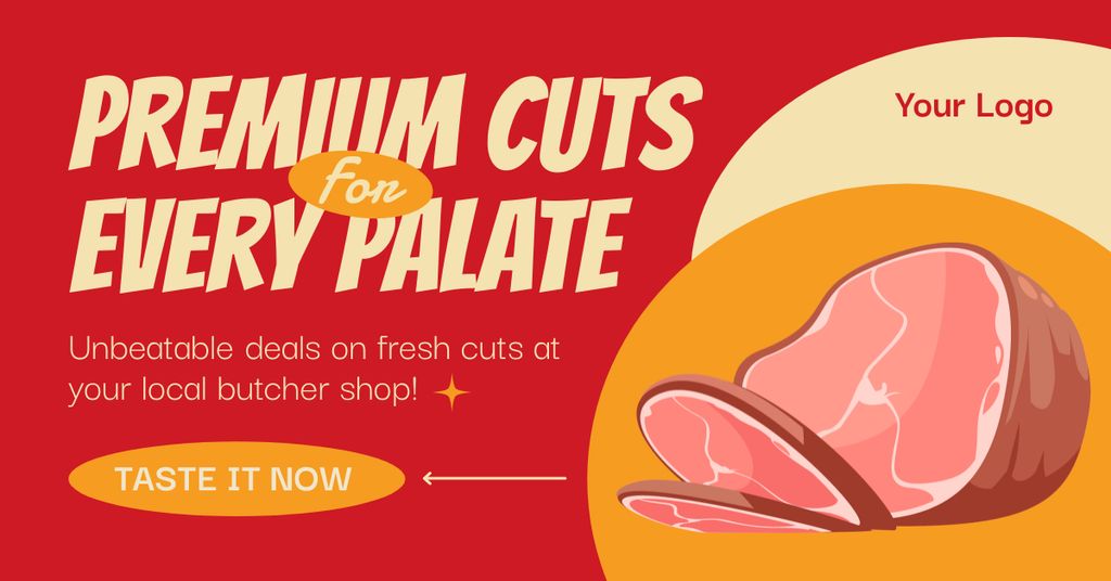 Premium Cuts of Delicious Meat Facebook ADデザインテンプレート