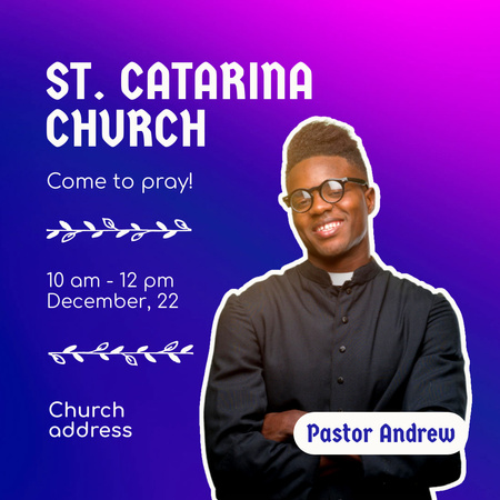 Announcement Of Praying In Church With Pastor Animated Post Design Template