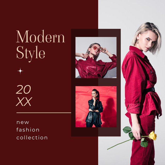 Female Fashion Clothes Ads with Beautiful Women Instagram Design Template