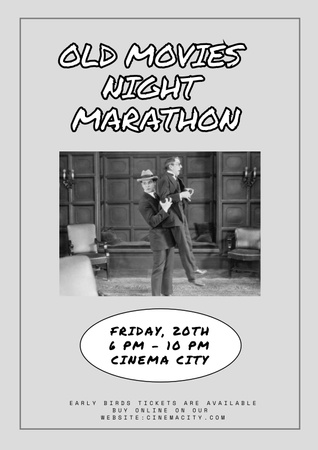 Old Movie Night Announcement Poster Modelo de Design