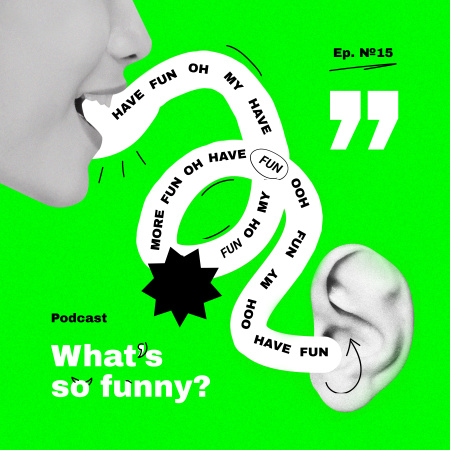 Amusing Comedy Podcast Topic Announcement In Green Podcast Cover Design Template
