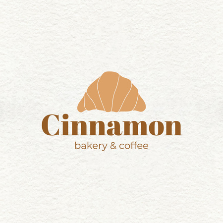 Bakery And Coffee Ad with Croissant Illustration Logo 1080x1080pxデザインテンプレート