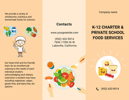 School Food Ad with Child Brochure 8.5x11in Design Template