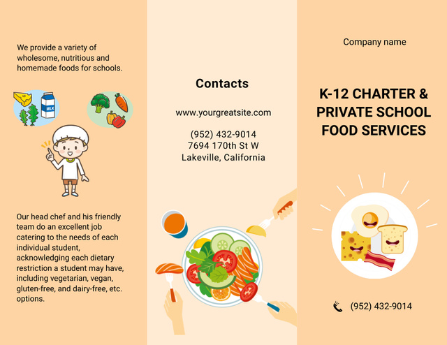 School Food Ad with Child Brochure 8.5x11in Modelo de Design