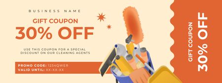 Cleaning Items Sale Orange Illustrated Coupon Design Template