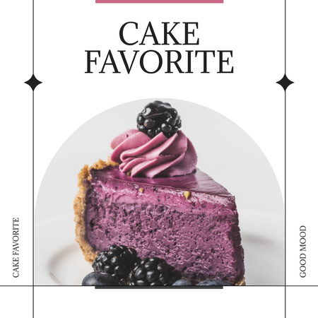Delicious Piece of Cake with Berries Instagram Design Template