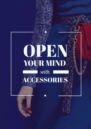 Accessories Quote with Stylish Woman in Blue Poster Modelo de Design