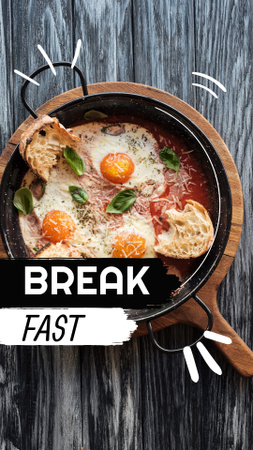 Breakfast with Omelette on Skillet Instagram Story tervezősablon