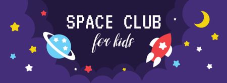 Rocket and planet in Space Facebook cover Design Template