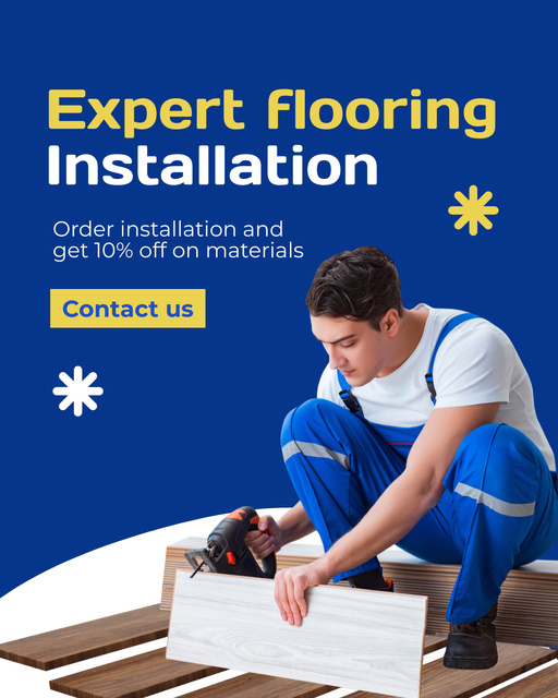 Expertly Done Flooring Installation Service With Discount Instagram Post Verticalデザインテンプレート