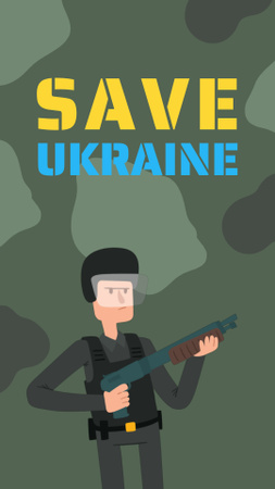 Designvorlage ukrainischer soldat im krieg für Instagram Video Story