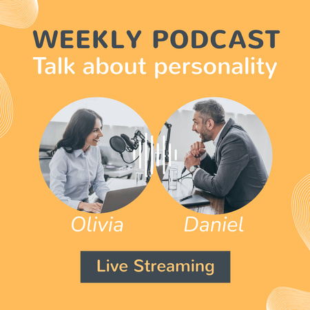 Weekly Talk Show Announcement with People in Studio Instagram Design Template